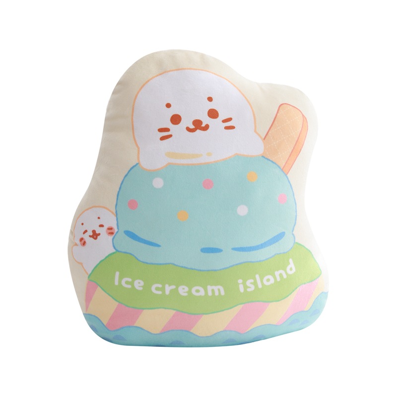 特价软绵绵可爱tata海狮海豹冰激凌印花羽绒棉可拆洗抱枕靠垫玩具