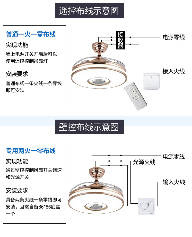 风扇灯双控线路图图片