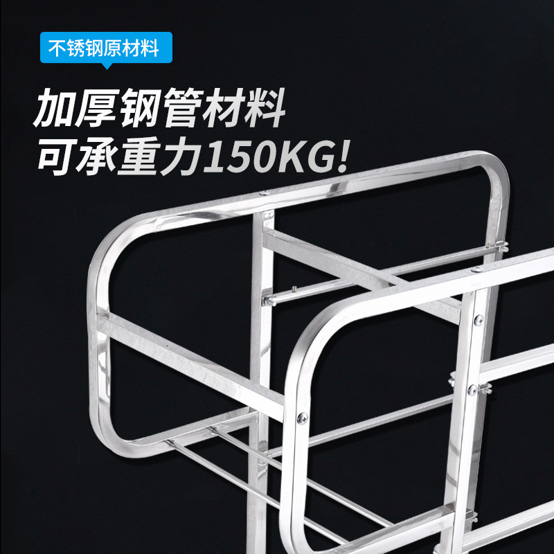 Stainless Steel Dining Car Square Tube Five Bucket Collection Car Stainless Steel Cart Detachable Hotel Restaurant Storage Car