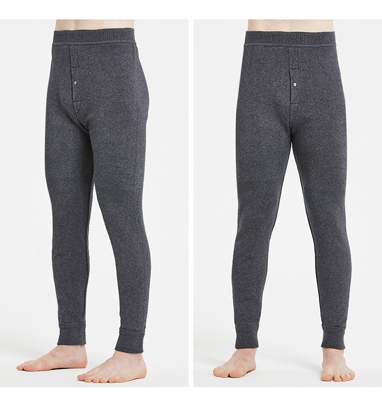 冬季新款加厚加绒保暖羊毛裤男纯色大码毛线裤打底裤中年秋裤批发