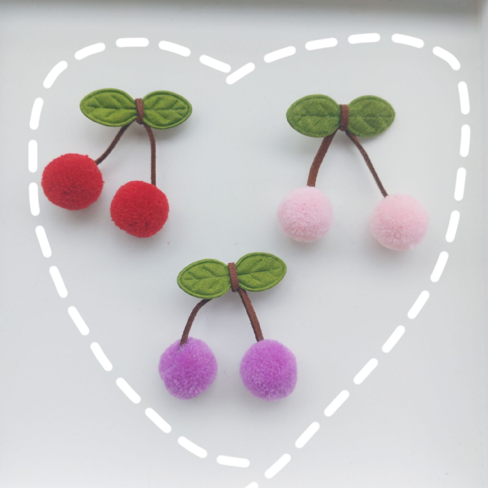 新款不织布毛毡布樱桃胸花别针胸针 森女饰品 森林系日系 超萌