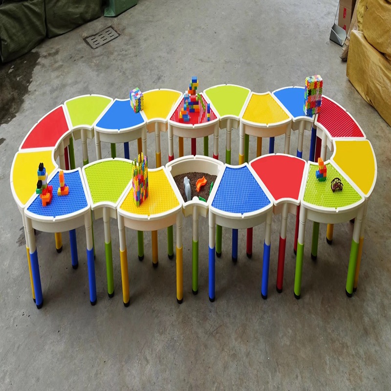 厂家直销扇形儿童升降桌幼儿园积木沙水盘桌宝宝玩具游戏多功能桌