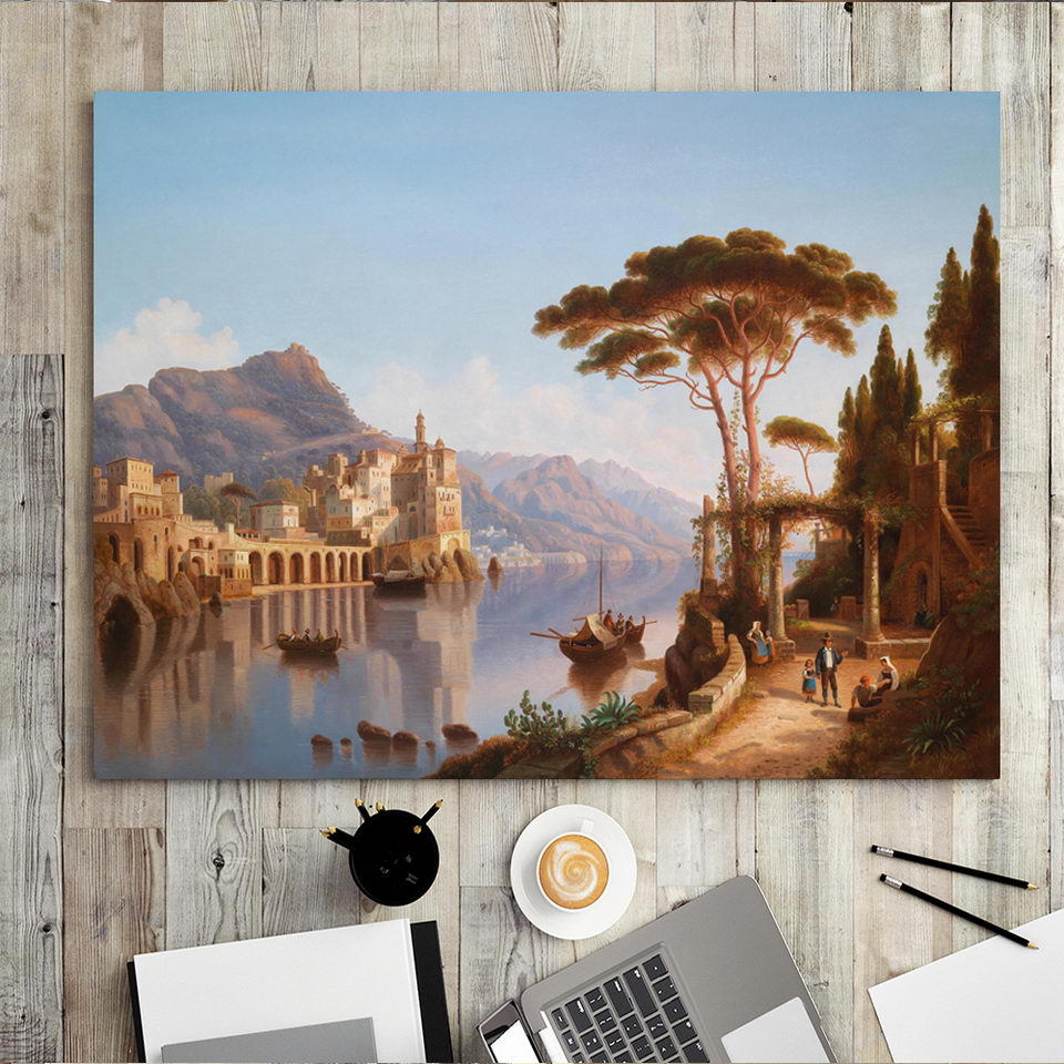 北欧复古客厅酒店民宿装饰画画芯古典油画风景水上城市威尼斯画心