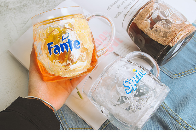 抖音网红热卖双层芬达可乐ps塑料冷冻啤酒杯厂家现货qs认证代发