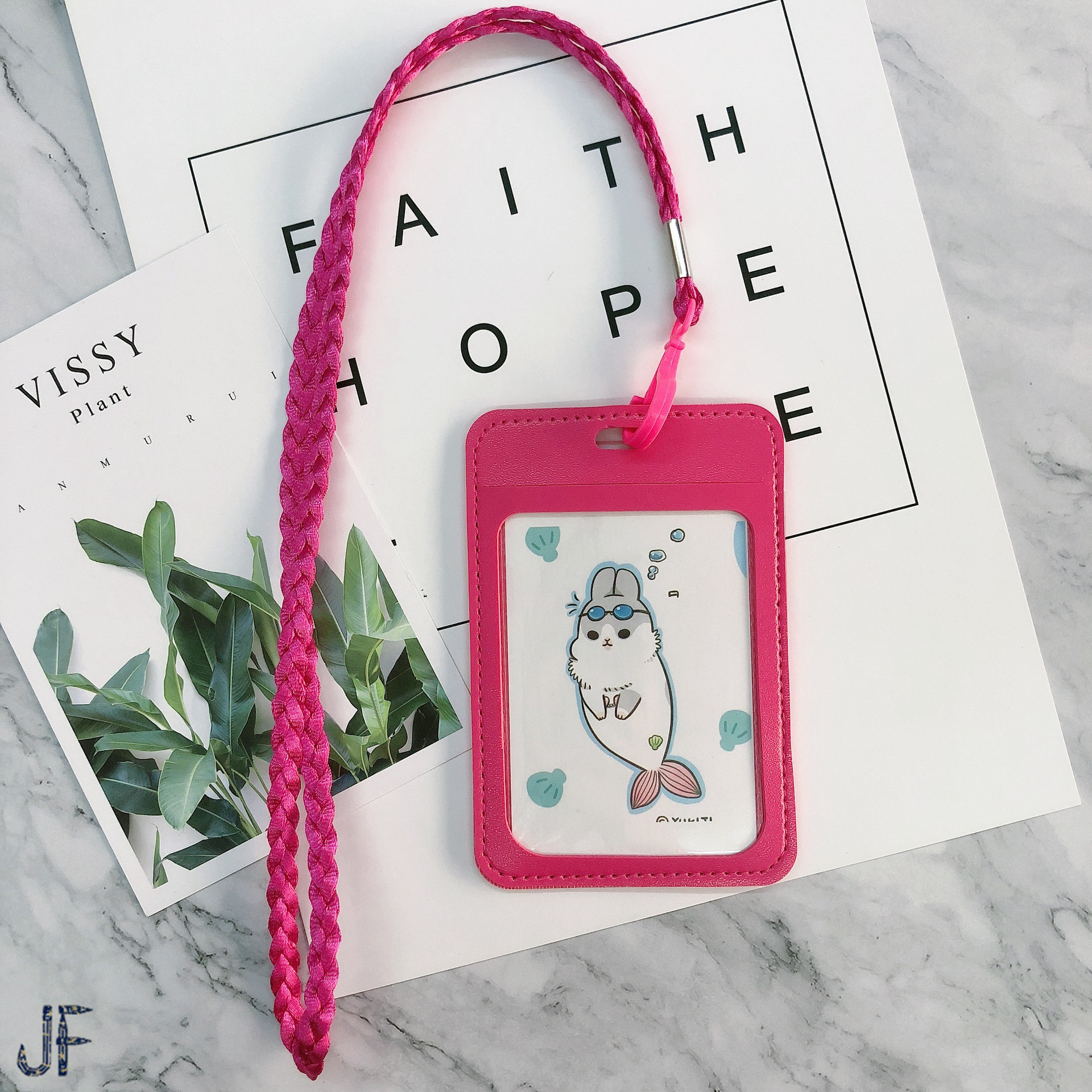 卡套挂绳pu皮制卡套双层双面学生卡套编织麻花绳证件卡工作牌校卡