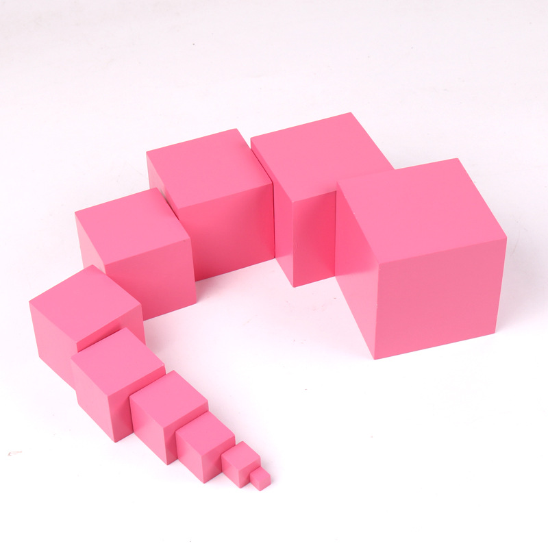 蒙氏感官教具家庭装粉红塔二项式插座棕色梯构成三角形几何立体组