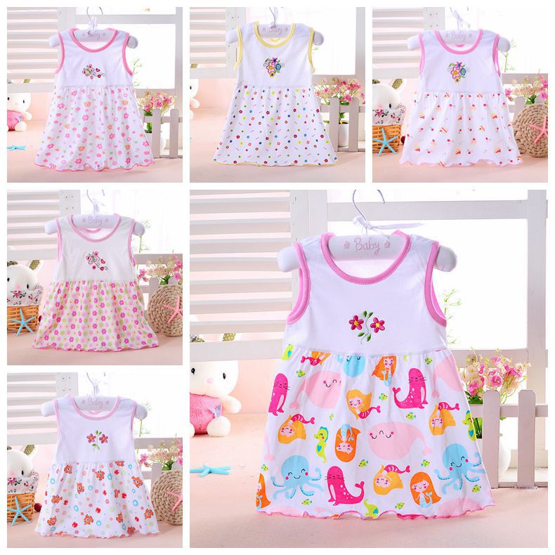 cartoon print baby skirt summer children‘s dress girls‘ cotton princess dress multi-color optional small size suspender dress