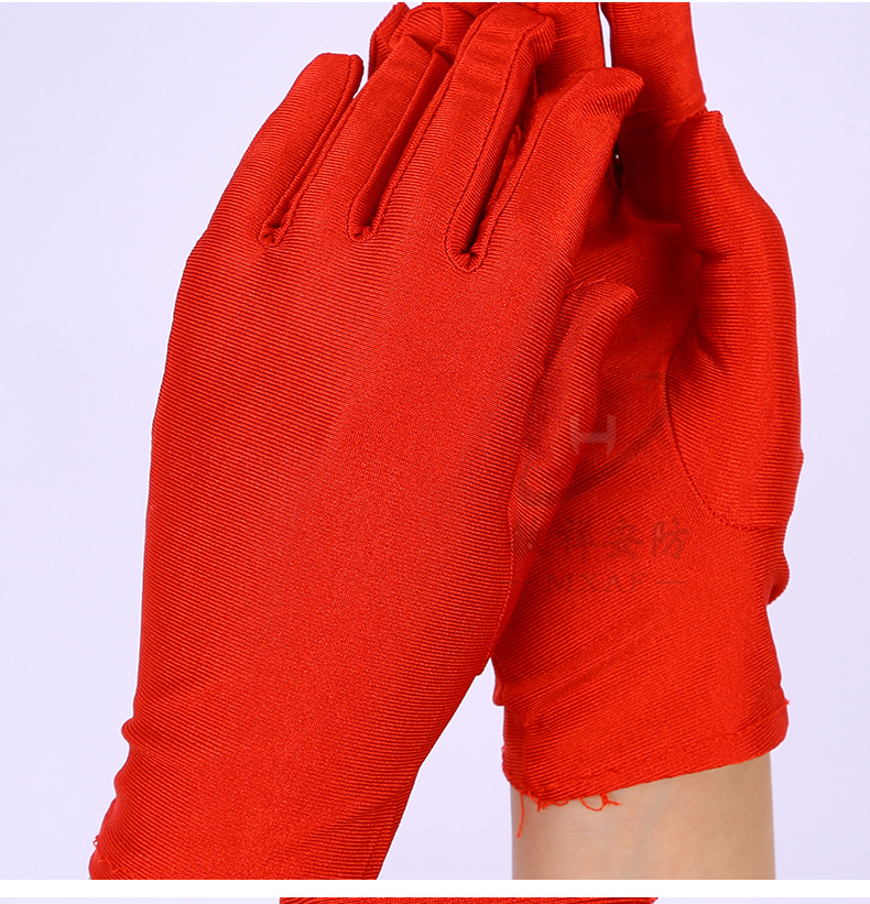 雪尔氨纶手套黑白高弹力薄款女珠宝舞蹈表演阅兵文玩防晒礼仪手套