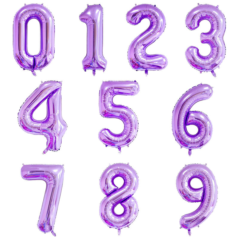 40寸紫色瘦体美版数字铝膜气球 生日布置装饰 大号浅紫数字气球
