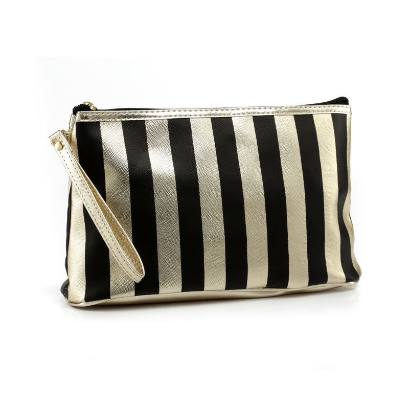 Korean Style Women's Striped Clutch Cosmetic Storage Bag Travel Portable and Versatile Beauty Bag Factory Direct Sales