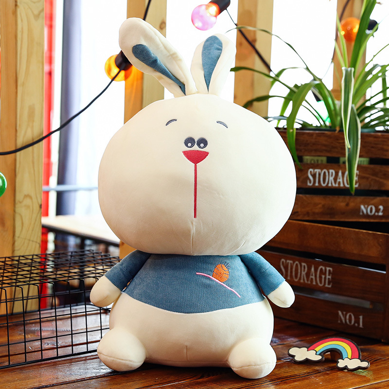 可爱卡通羽绒棉波波兔毛绒玩具公仔创意萝卜情侣兔子生日礼物