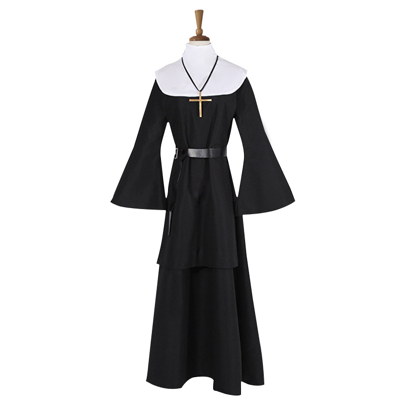 the nun鬼修女cos服万圣节诡修女牧师长袍白色cosplay修女