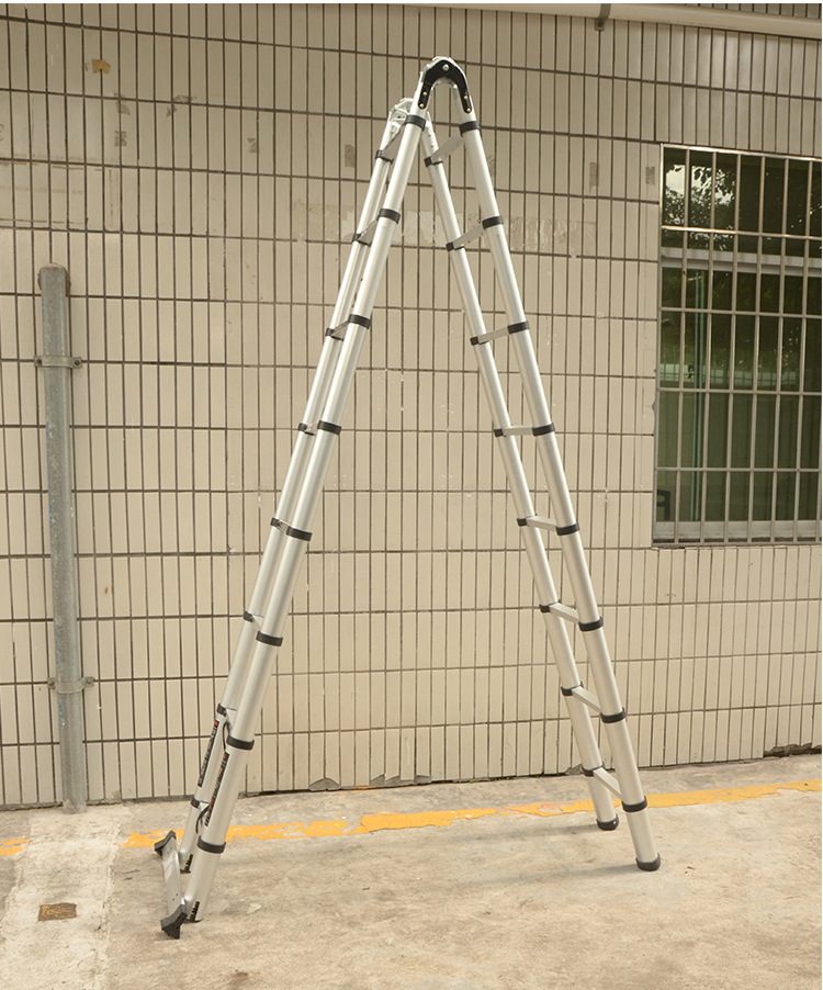 多功能铝合金人字梯 单双面竹节伸缩梯 家用升降折叠工程梯