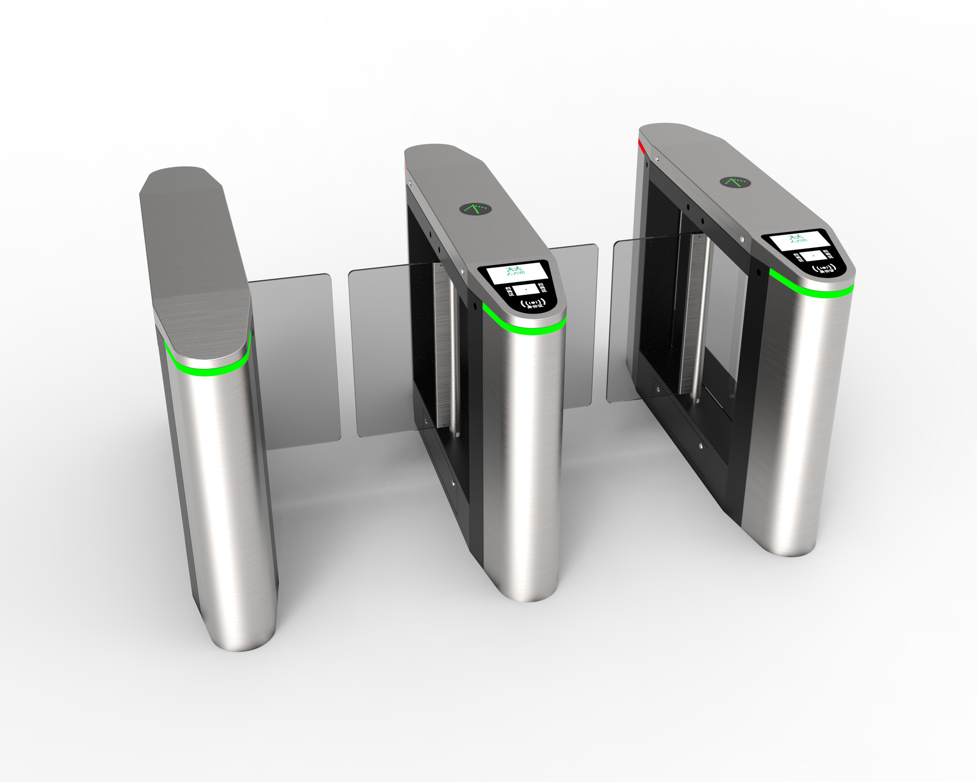 动态人脸识别摆闸机 工地防撞防夹翼闸不锈钢通道闸 双通道三辊闸