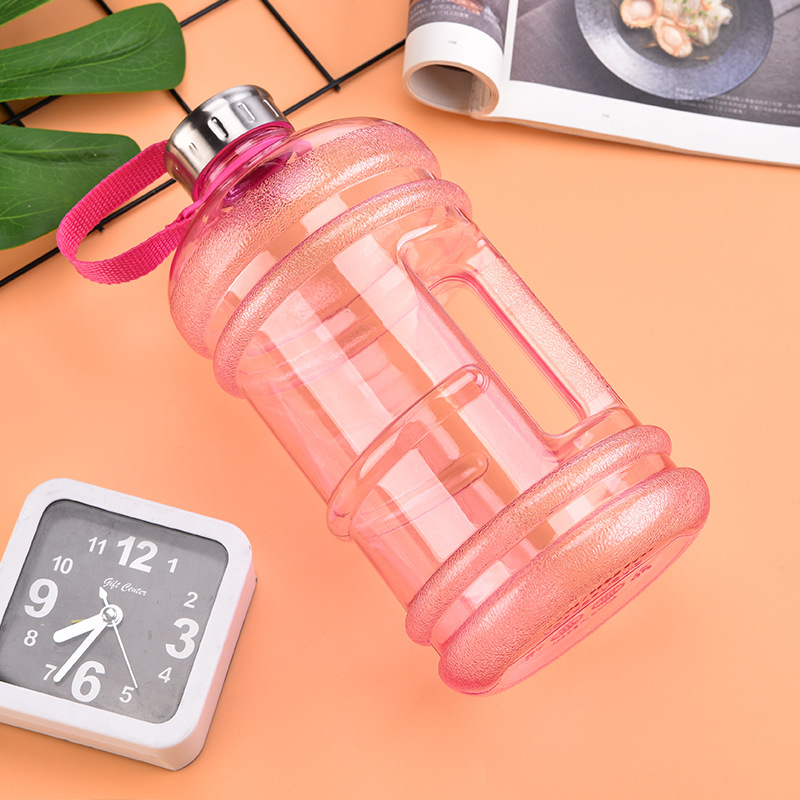 Large Capacity Bucket Cup Plastic Sports Water Bottle Belt Handle Gym Handy Creative Health Exercise Portable Kettle