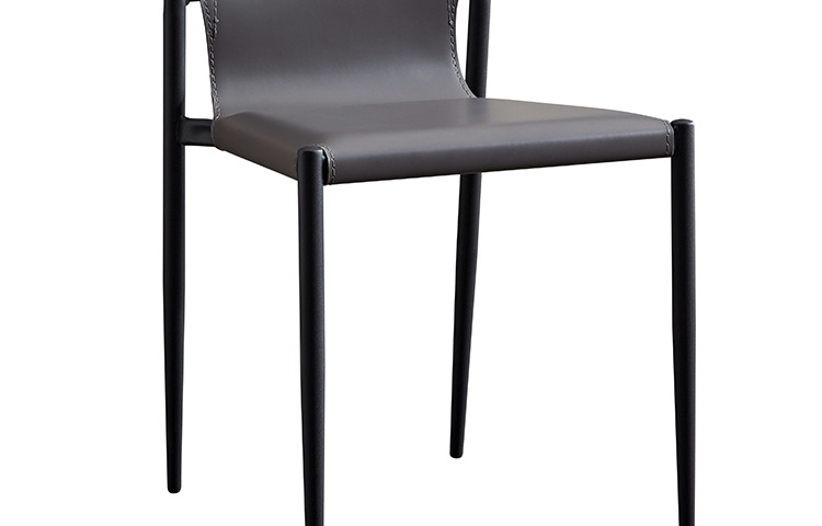 厂家直销意式极简现代简约碳素钢餐椅家用马鞍皮椅子餐厅金属靠背