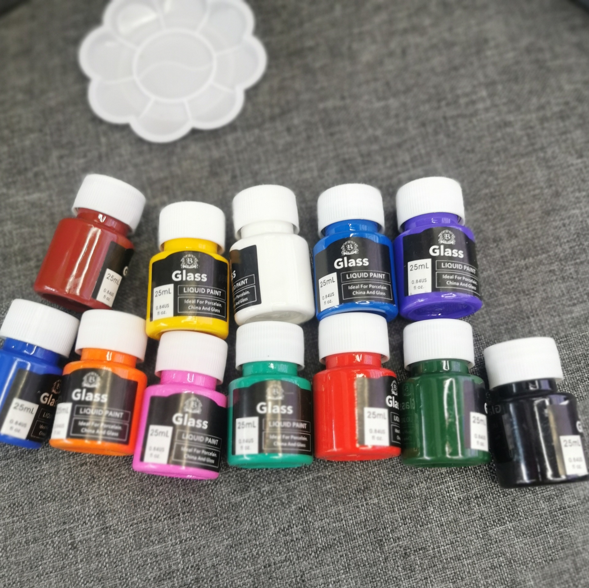 厂家直销12色玻璃颜料 25ml玻璃画颜料diy手绘颜料 欧美检测环保