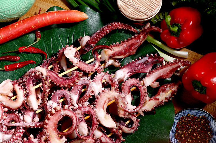 【网红爆款】铁板烧烤夜市食材现货凤舞章鱼串鱿鱼须冷冻水产批发