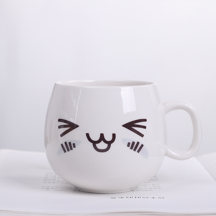 Cartoon Unique Emoji Ceramic Cup Logo Home Coffee Cup Creative Mug Cup with Spoon Lid