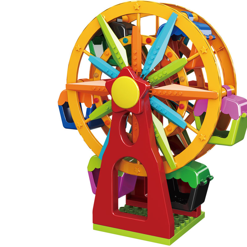 群隆ql0679哲高趣味摩天轮积木兼容大颗粒儿童智力拼插玩具礼盒