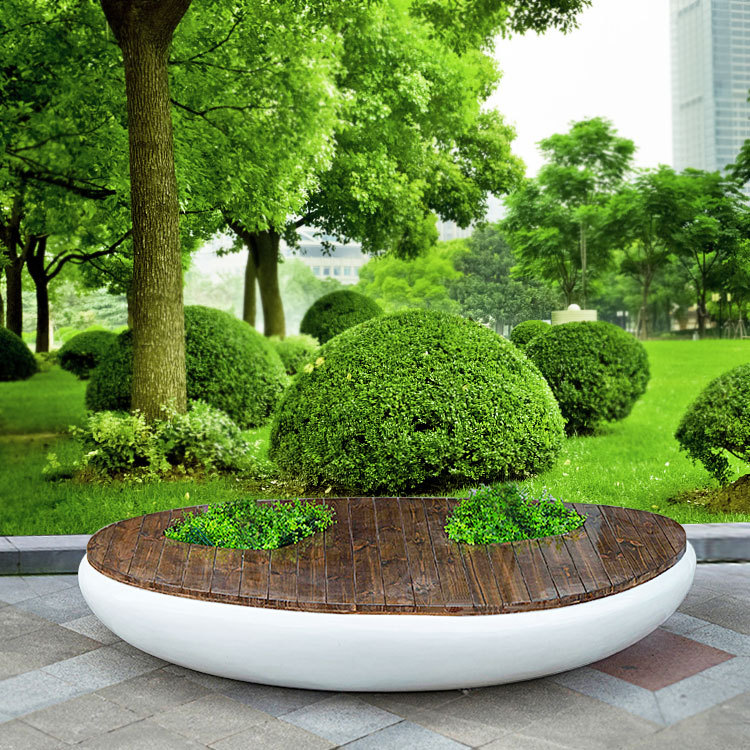 厂家直销商场户外创意玻璃钢休闲椅花盆组合公园广场景观树池座椅