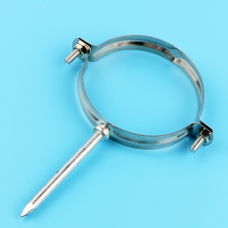 厂家直销pvc带钉排水管卡箍 圆形管夹 ppr水管半不锈钢金属管卡