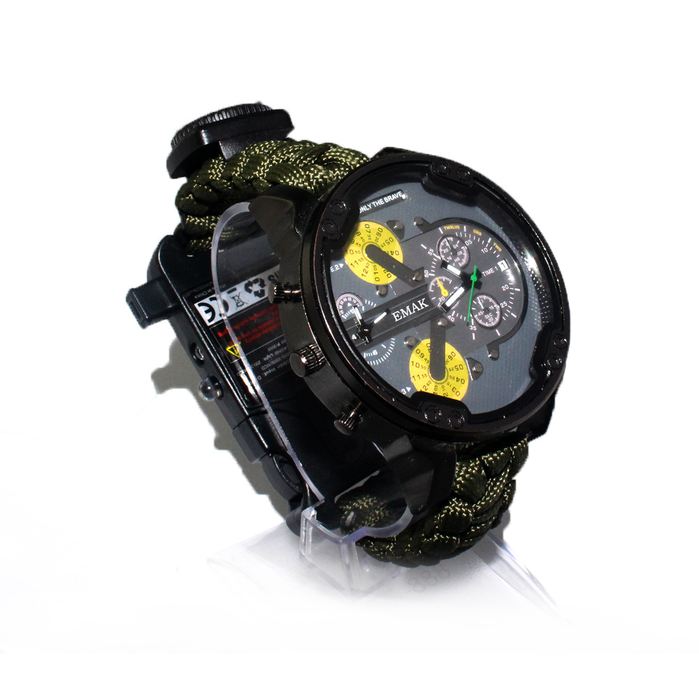 emak工厂批发户外探险多功能登山手表红外线远程求救指南针温度计