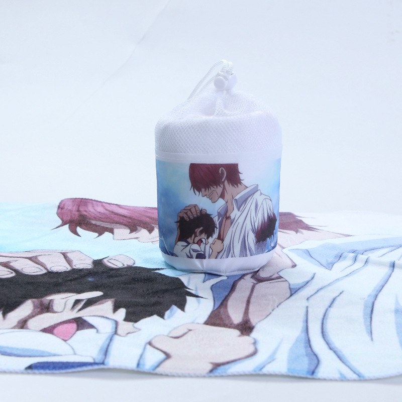 超细纤维浴巾 动漫卡通海贼王 系列沙滩巾 娃娃机来图订制热转印