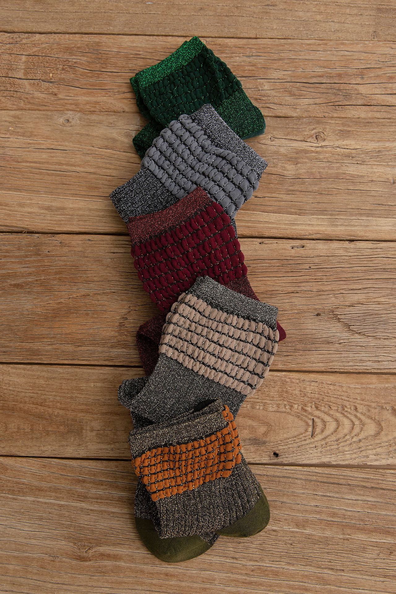 春秋新品日系银丝拼色堆堆女袜 纯棉多层罗口个性中筒袜子批发