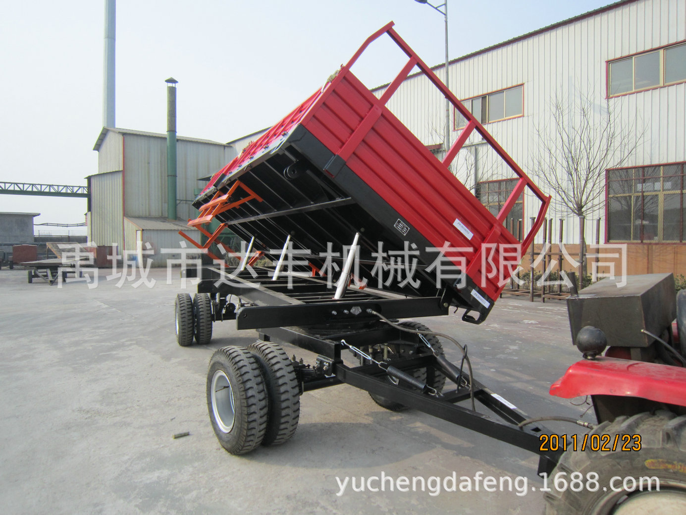 双桥8轮10吨液压自卸拖斗 十吨拖拉机斗 大马力运输自卸拖斗 车斗