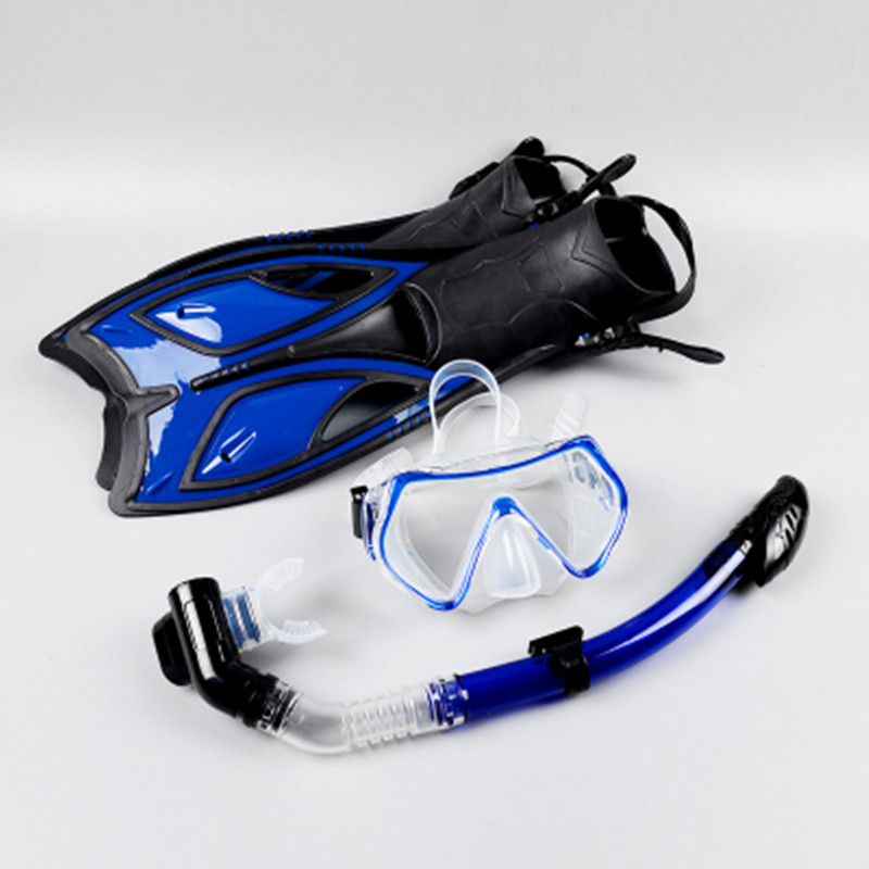 Factory Snorkeling Three-Piece Tempered Glass Diving Mask Flippers Respirator Silicone Snorkeling Three Pieces