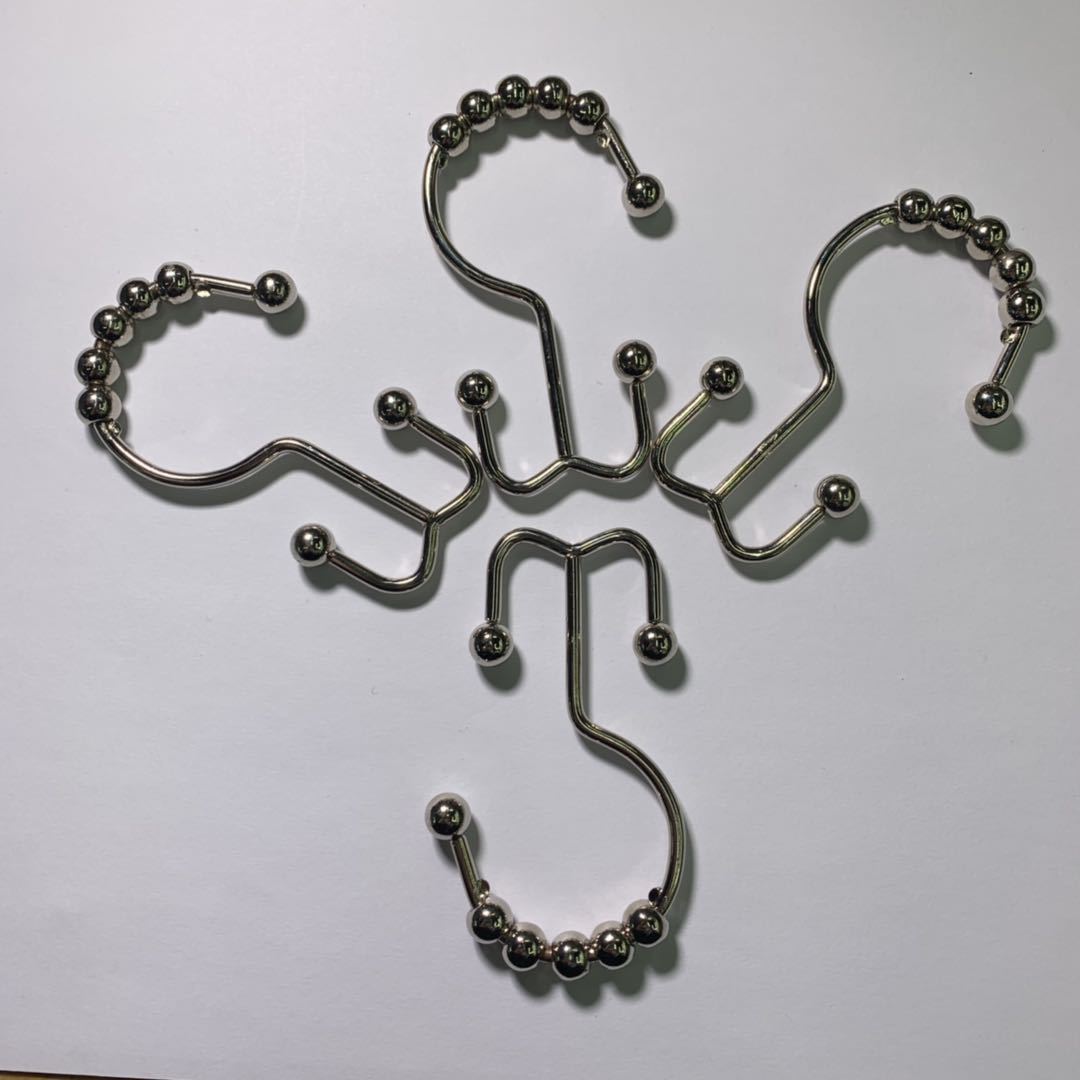 双面山字浴帘挂钩 金属浴帘钩 葫芦扣浴帘挂钩