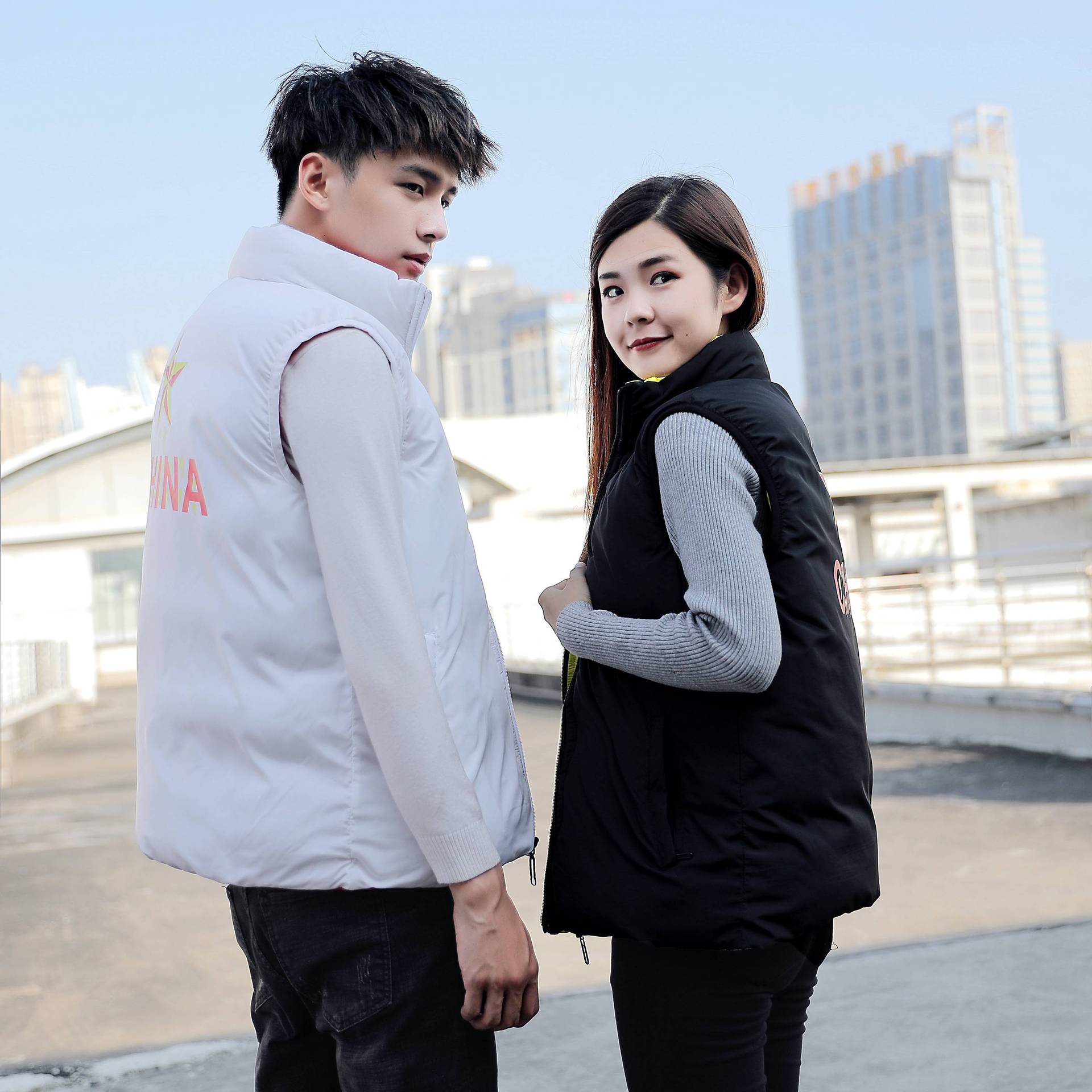 秋冬季国家队男女情侣运动马甲双面穿聚酯纤维国家队武术教练马甲