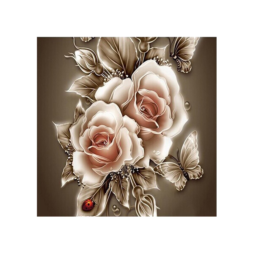 新小版25*25复古玫瑰花5d满钻石画 家居装饰画工艺品外贸跨境爆款