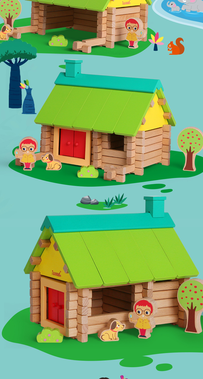 木玩世家手工拼装diy榫卯结构小木屋儿童积木玩具益智木制小房子