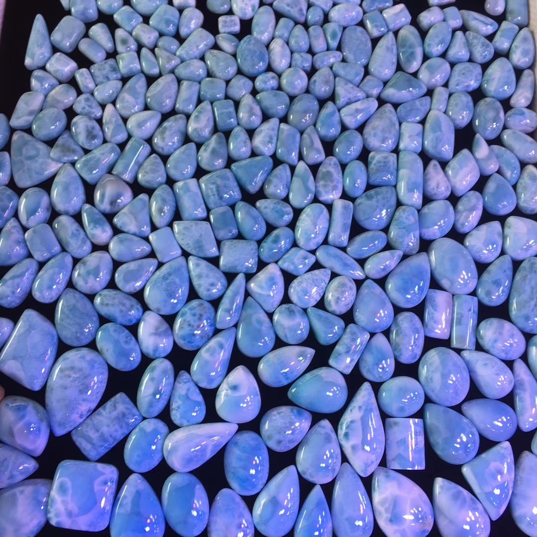 至臻珠宝厂家批发 多米尼加海纹石(拉利玛)小吊坠戒面 水润饱满