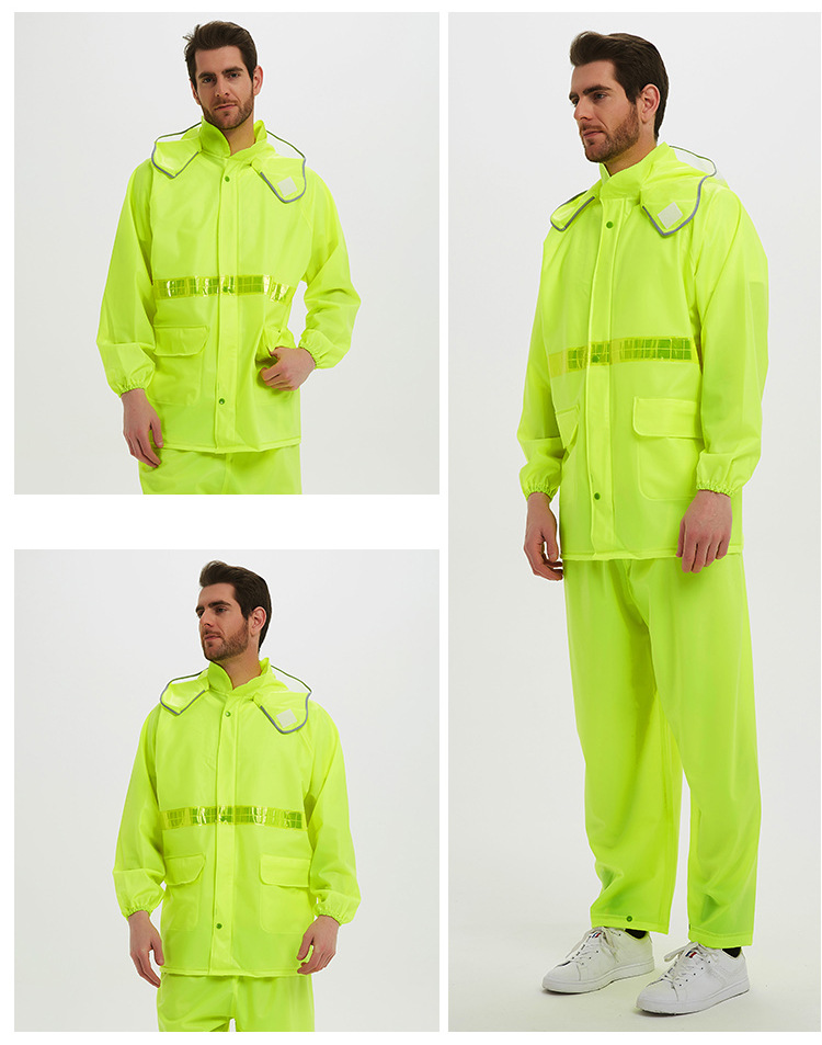 海翔广告雨衣定制针织布雨衣反光工人雨衣雨裤套分体环卫雨衣