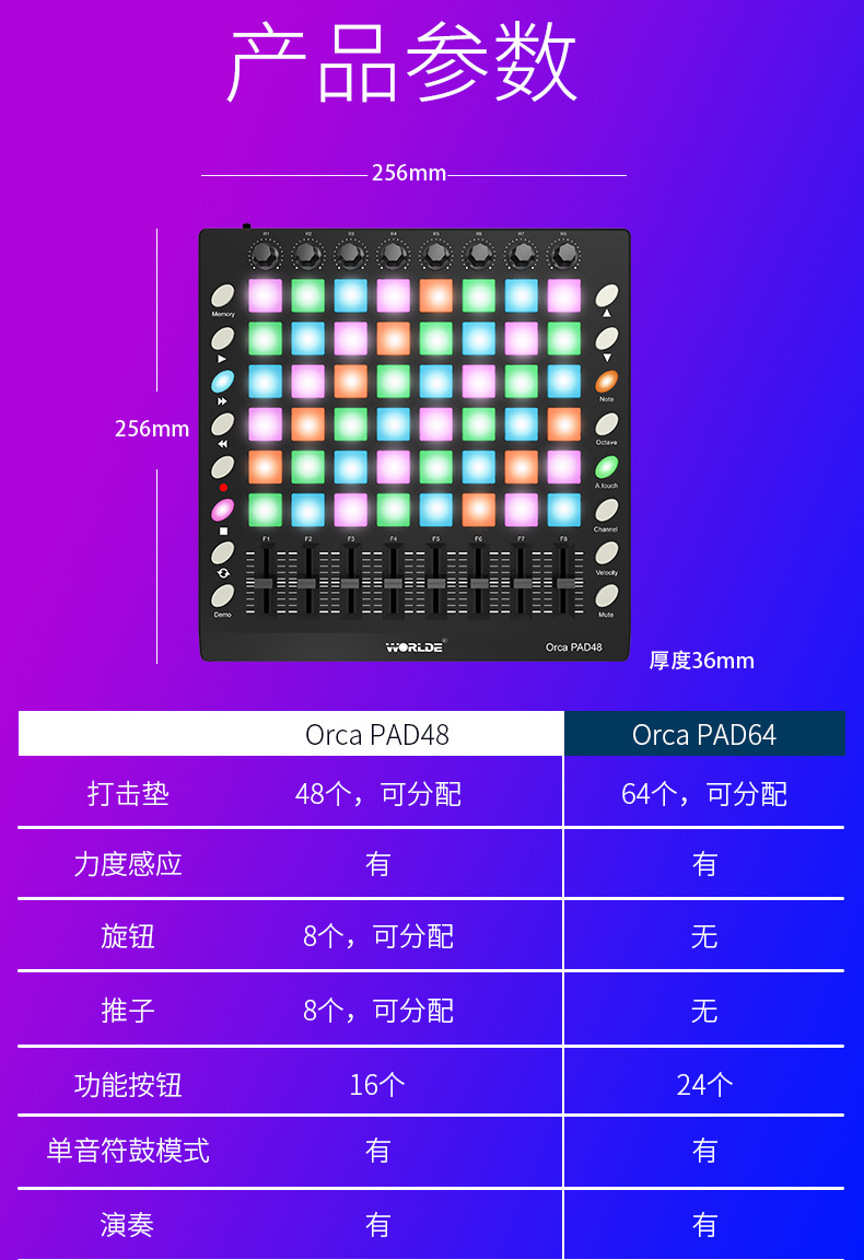 laun电音打击垫chpad抖音初学者迷笛控制器碟乐器midi键盘dj编曲