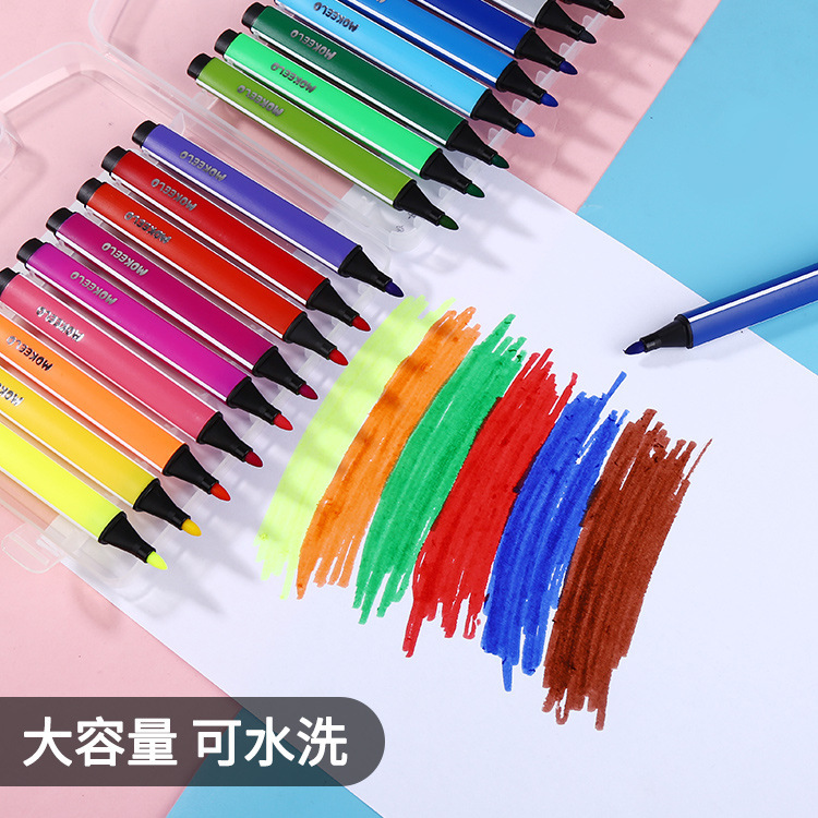 Washable Triangle Grip Watercolor Pens Set Student Large Capacity Graphic Art Graffiti Soft Head Color Pencil Wholesale