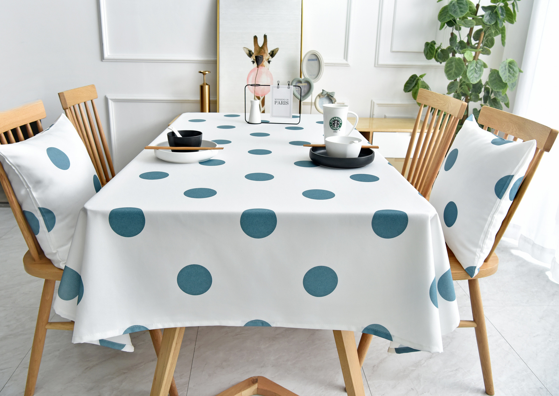 网红防水大圆点桌布tpu一件代发免洗防油防烫防水台布家用北欧风