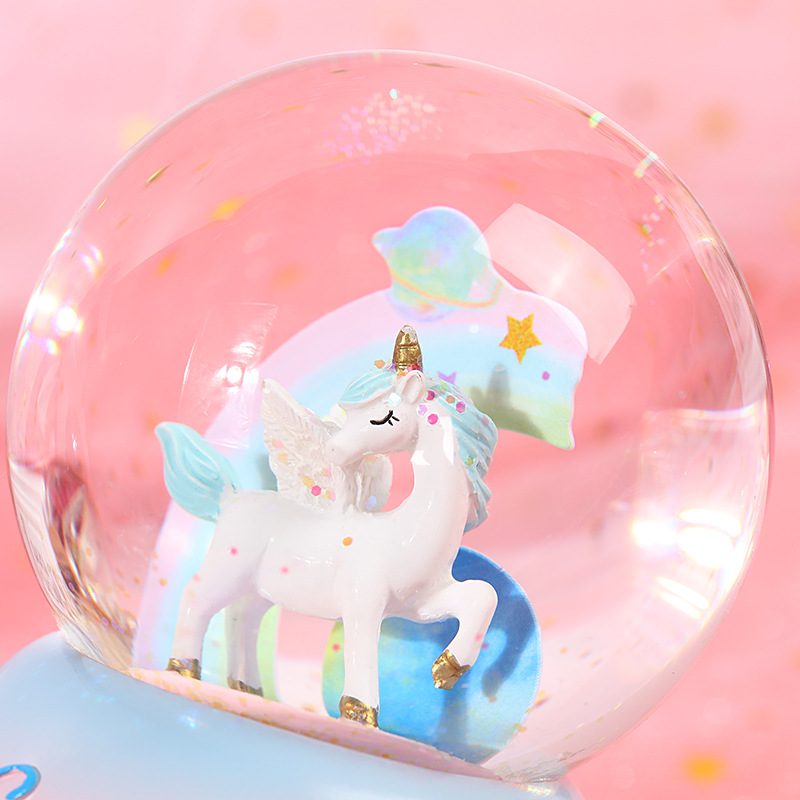 梦幻星空独角兽水晶球音乐旋转八音盒ins女生生日礼物学生礼品