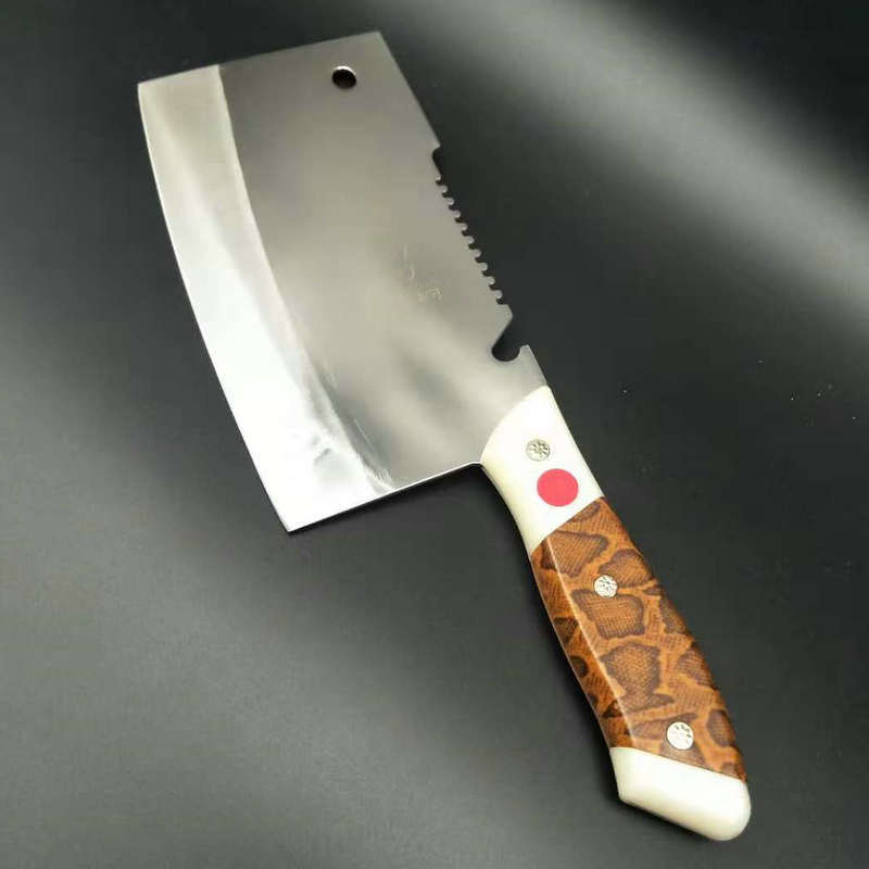 厂家批发家用双刃不锈钢厨刀切菜肉类临沂 铬钢锻打双刃一刀加工