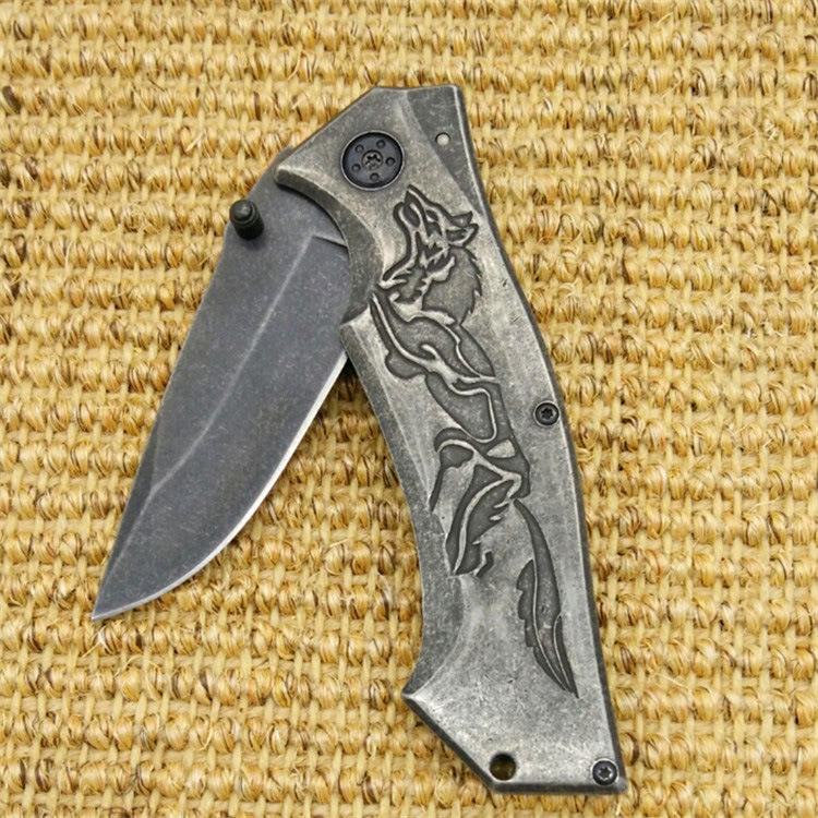 厂家热销野狼户外折刀野营救生折叠刀礼品小刀