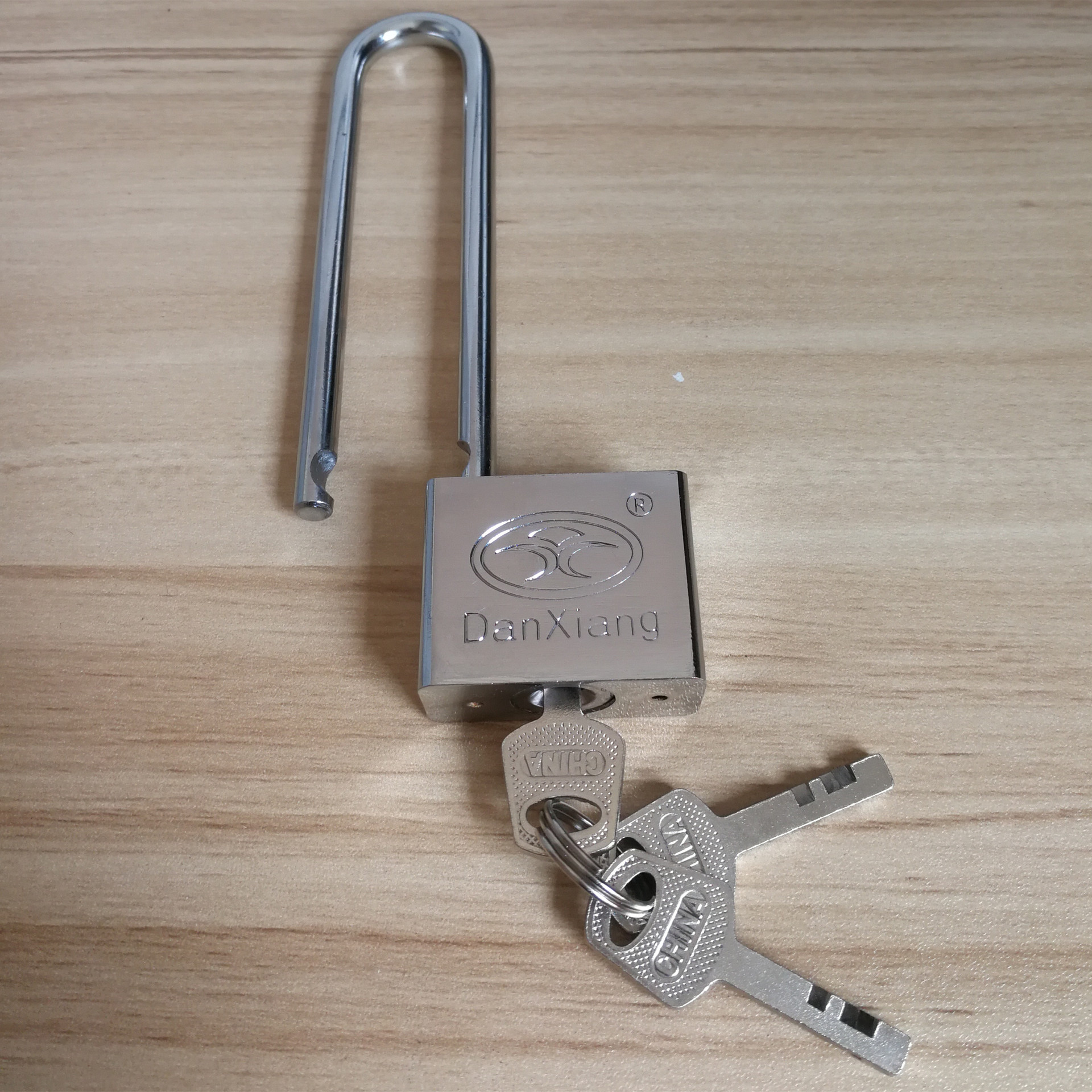 丹翔40mm家用门柜子锁特长加长梁长柄长头插锁白钢挂锁 加长挂锁