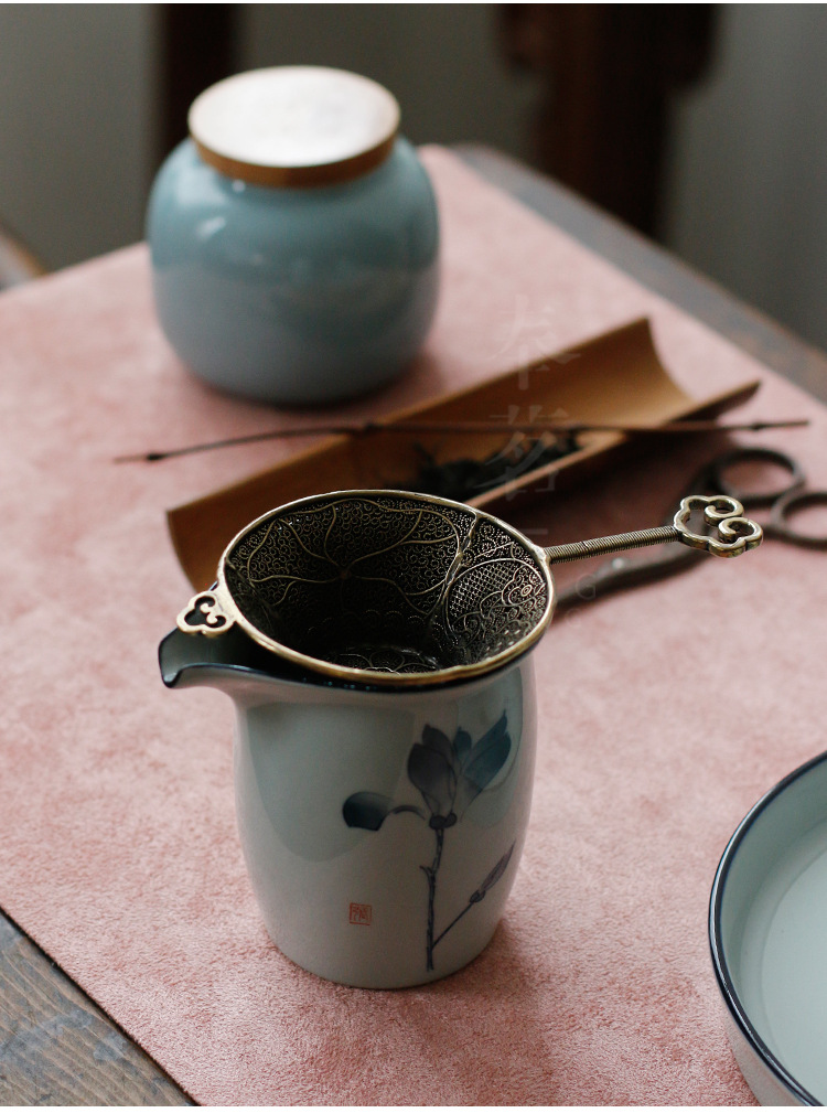 铜茶漏 铜茶滤创意过滤网茶漏斗个性 茶具配件功夫家用