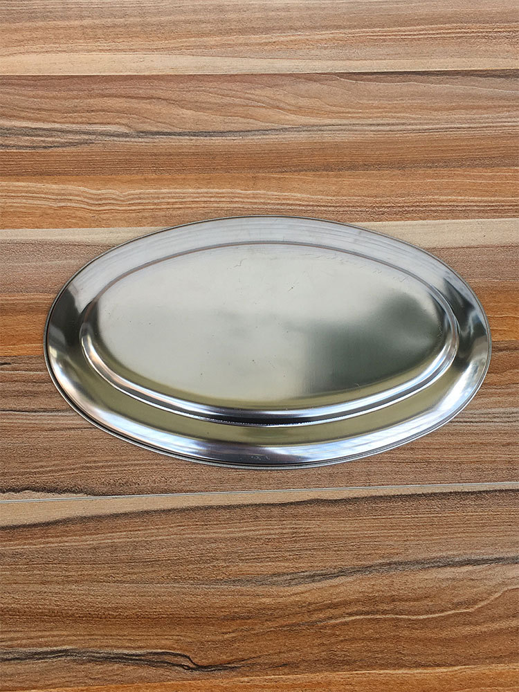 不锈钢鱼盘 加厚椭圆碟子蛋形多用盘肠粉菜盘 五元店日用百货赠品