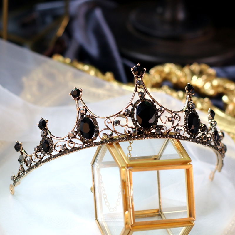 巴洛克复古黑色新款夸境时尚欧美新娘皇冠生日皇冠皇室古典礼服饰