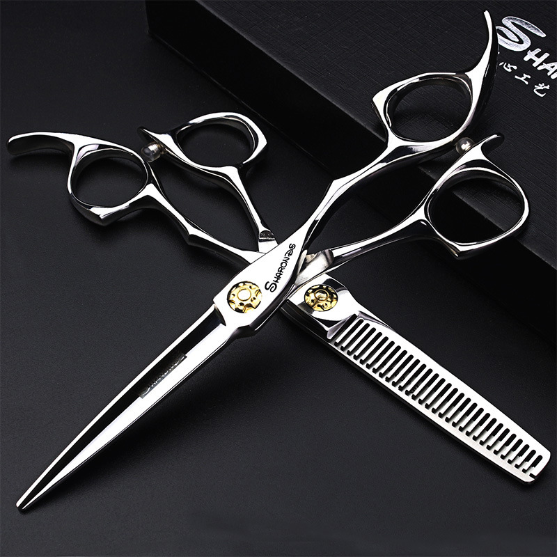 正品专业美发剪刀6寸平剪牙剪打薄剪刀套装批发发廊剪大武士剪刀