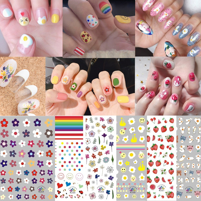 Elegant Nail Stickers Paper Hyuna Same Style Nail Beauty Nail Stickers Nail Stickers Ornament Strawberry Rainbow Cherry Applique