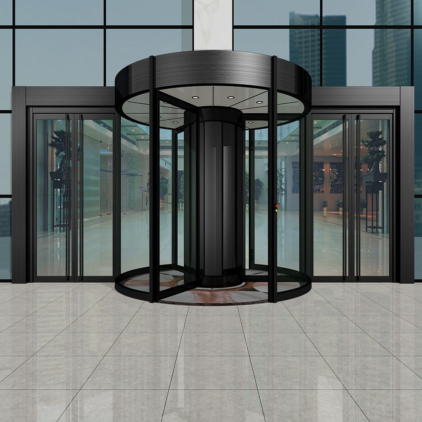 苏州雷博胜 工厂定制 深化图纸 钛黑拉丝 环柱三翼旋转门